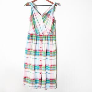 Liz Claiborne Plaid Sleeveless Dress Multicolor 16 Retro Cottagecore
